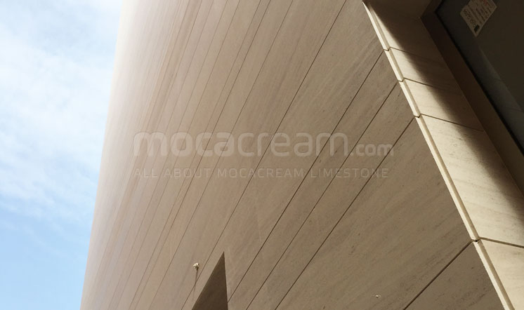 Beige limestone cladding in the Gulf region